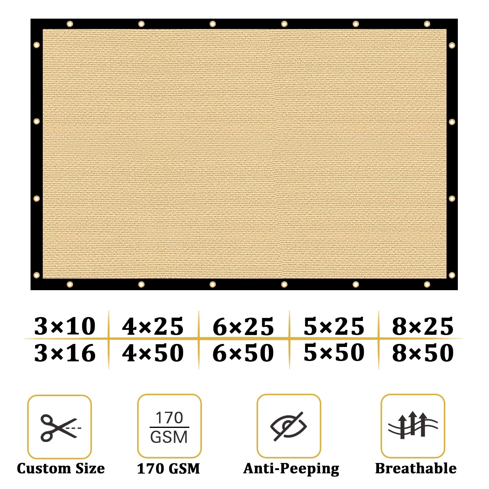Shade&Beyond fence screen with reinforced edges resists wear