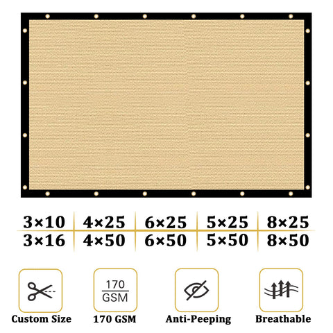 Shade&Beyond fence screen with reinforced edges resists wear