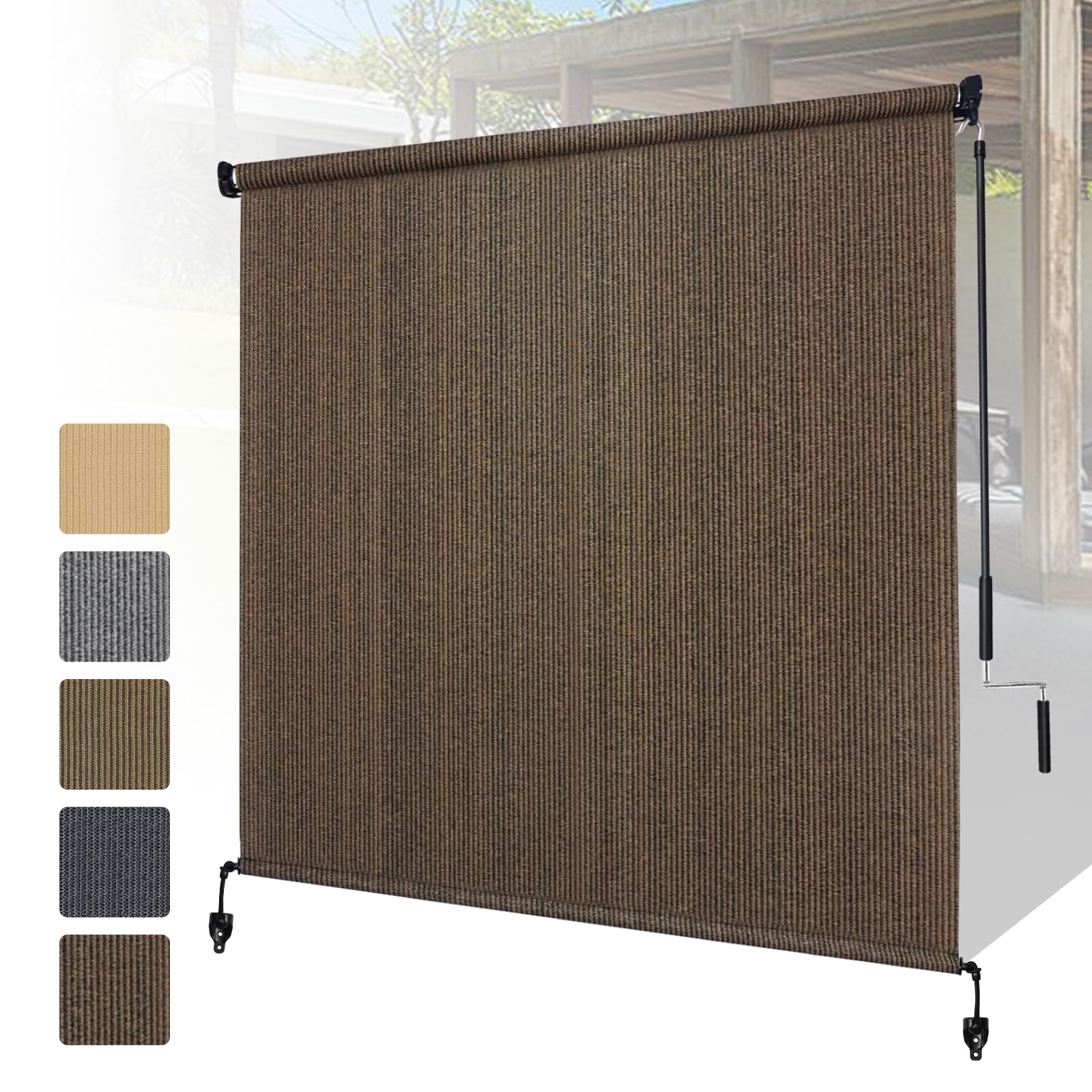 Shade&Beyond outdoor roller shade with spliced design blocks sun glare and adds privacy.