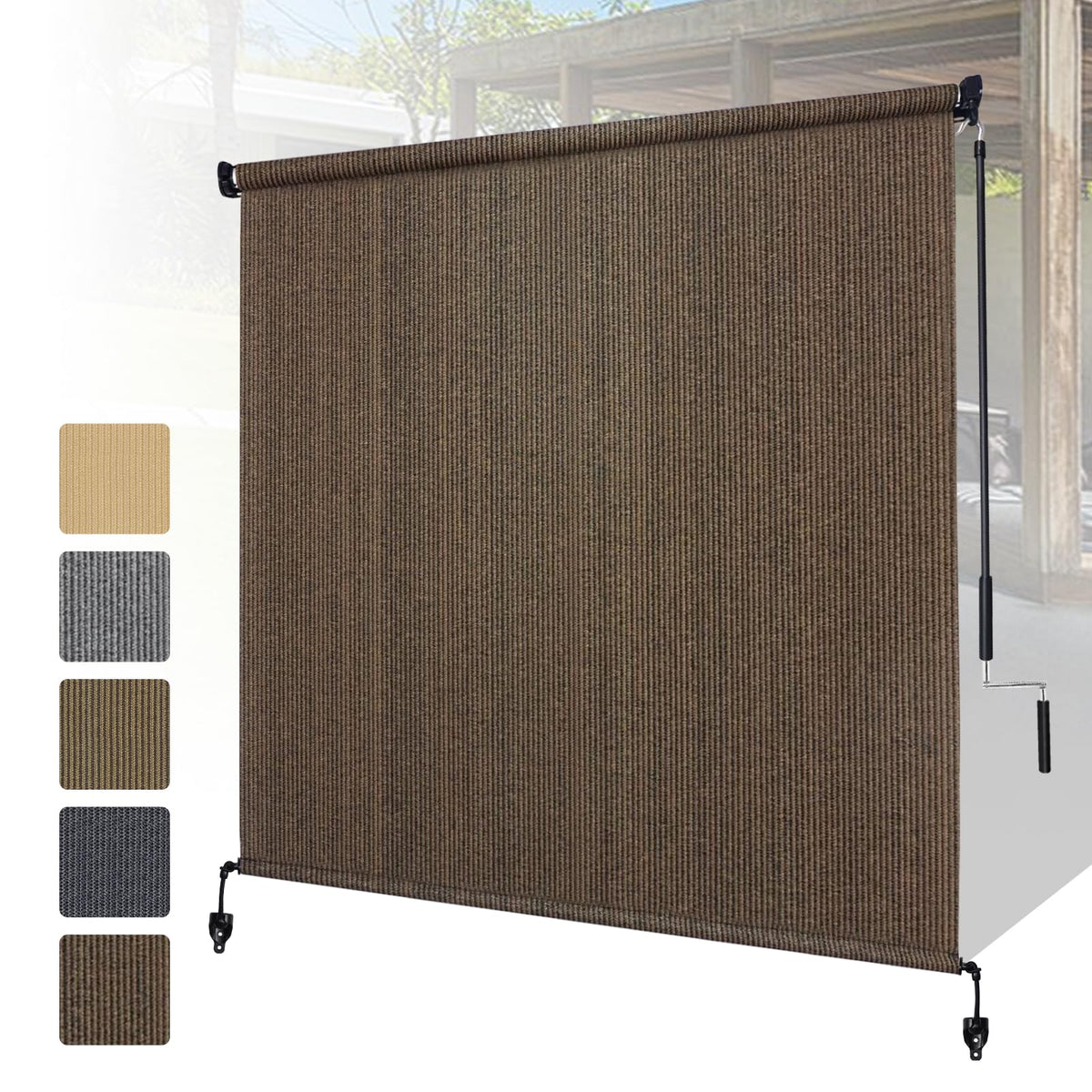 Shade&Beyond outdoor roller shade with spliced design blocks sun glare and adds privacy.