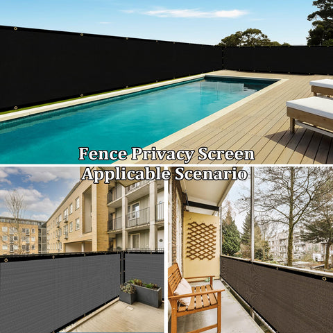 Backyard setup with Shade&Beyond privacy screen protecting poolside and patio areas.