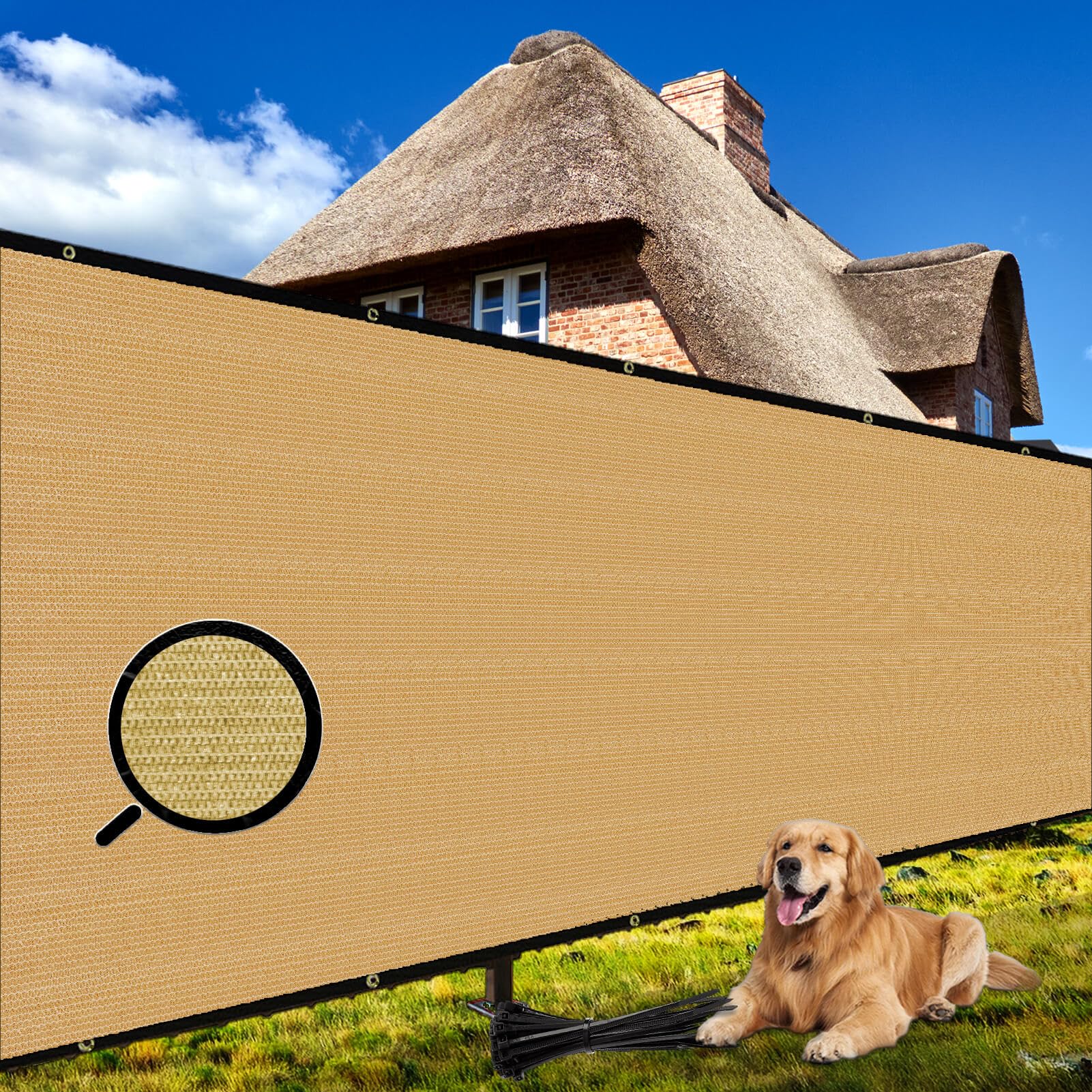 Shade&Beyond privacy screen with brass grommets for balcony privacy