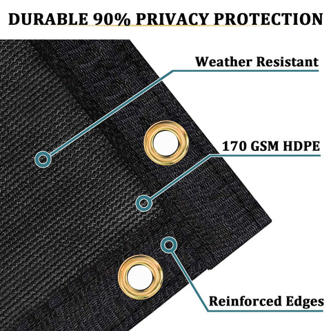Shade&Beyond fence screen front angle emphasizes sleek black mesh and privacy.