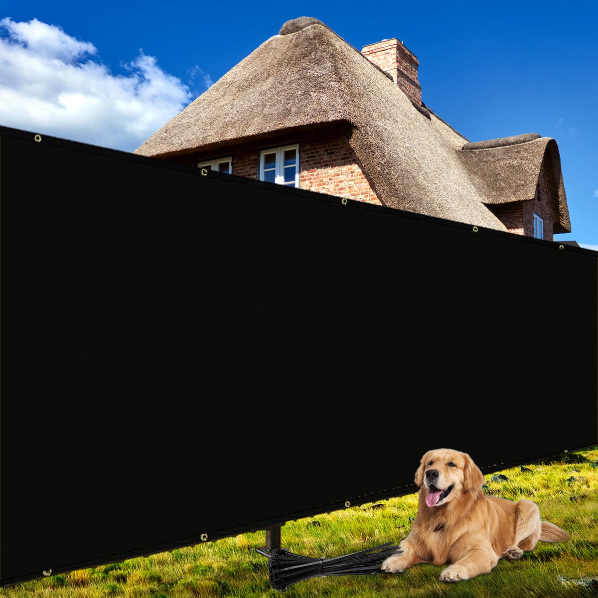 Shade&Beyond privacy screen on fence side view showing discreet shade and airflow.