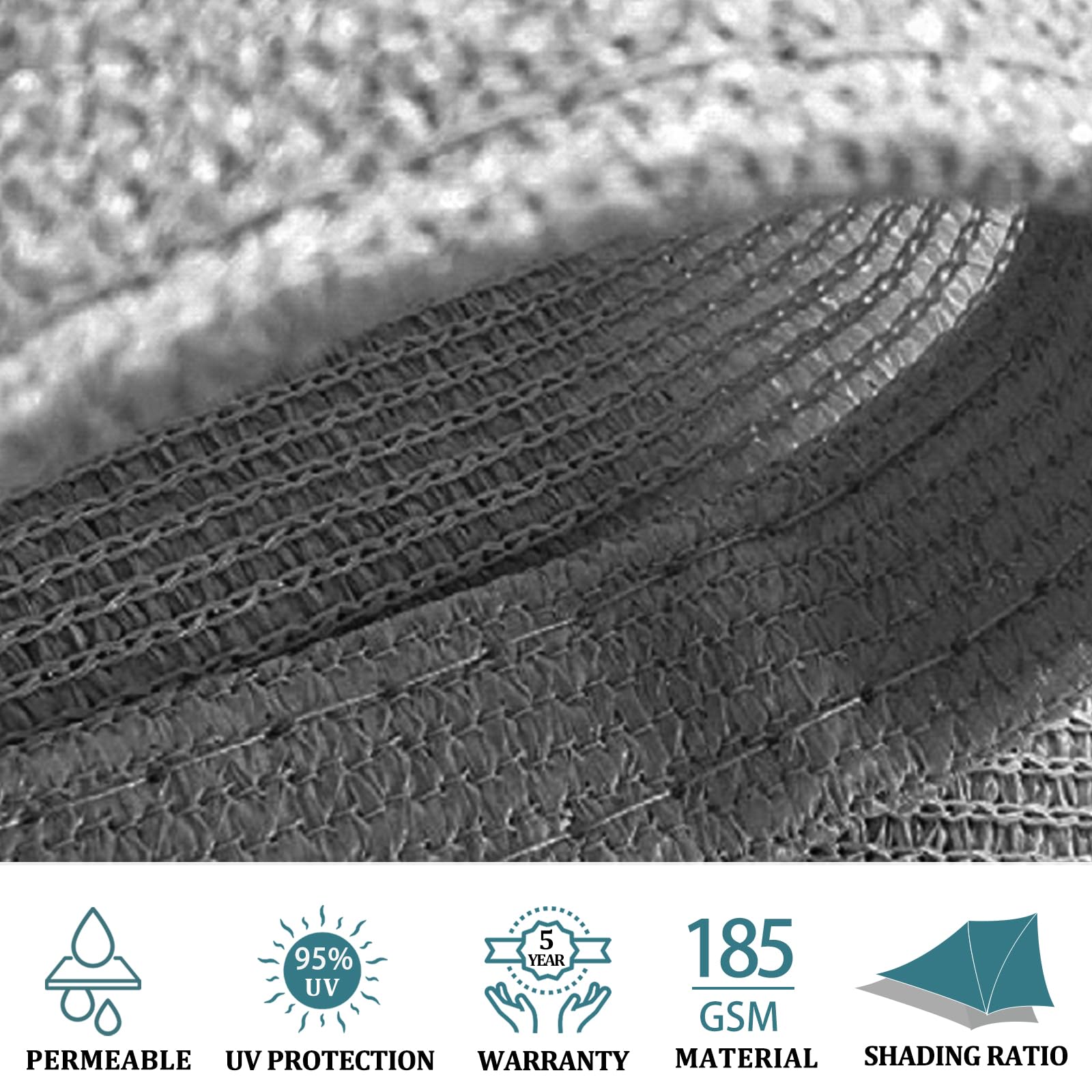 Curved edges of Shade&Beyond triangle shade sail prevent water pooling
