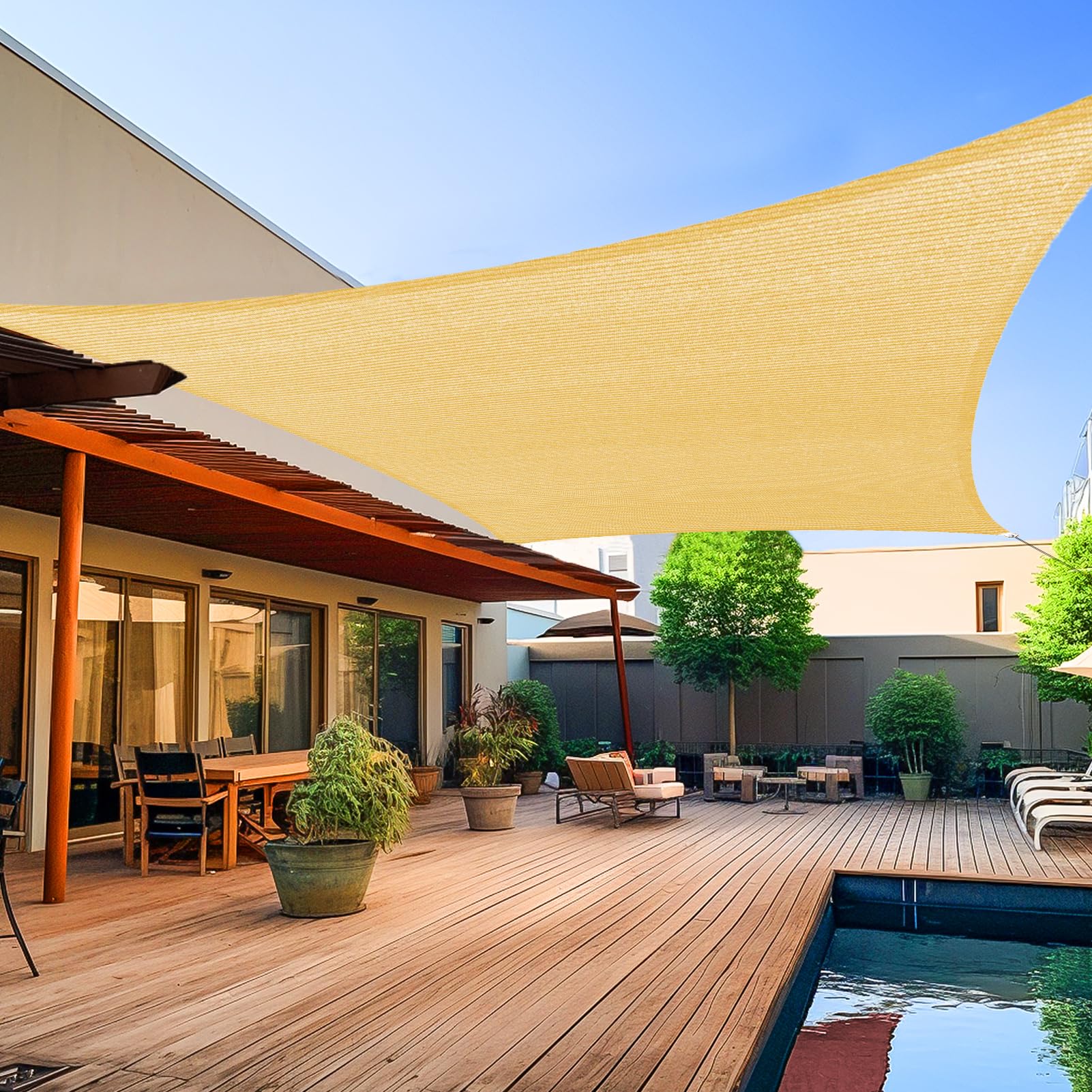 Shade&Beyond 8x10 sun shade sail over patio for cooler outdoor shade