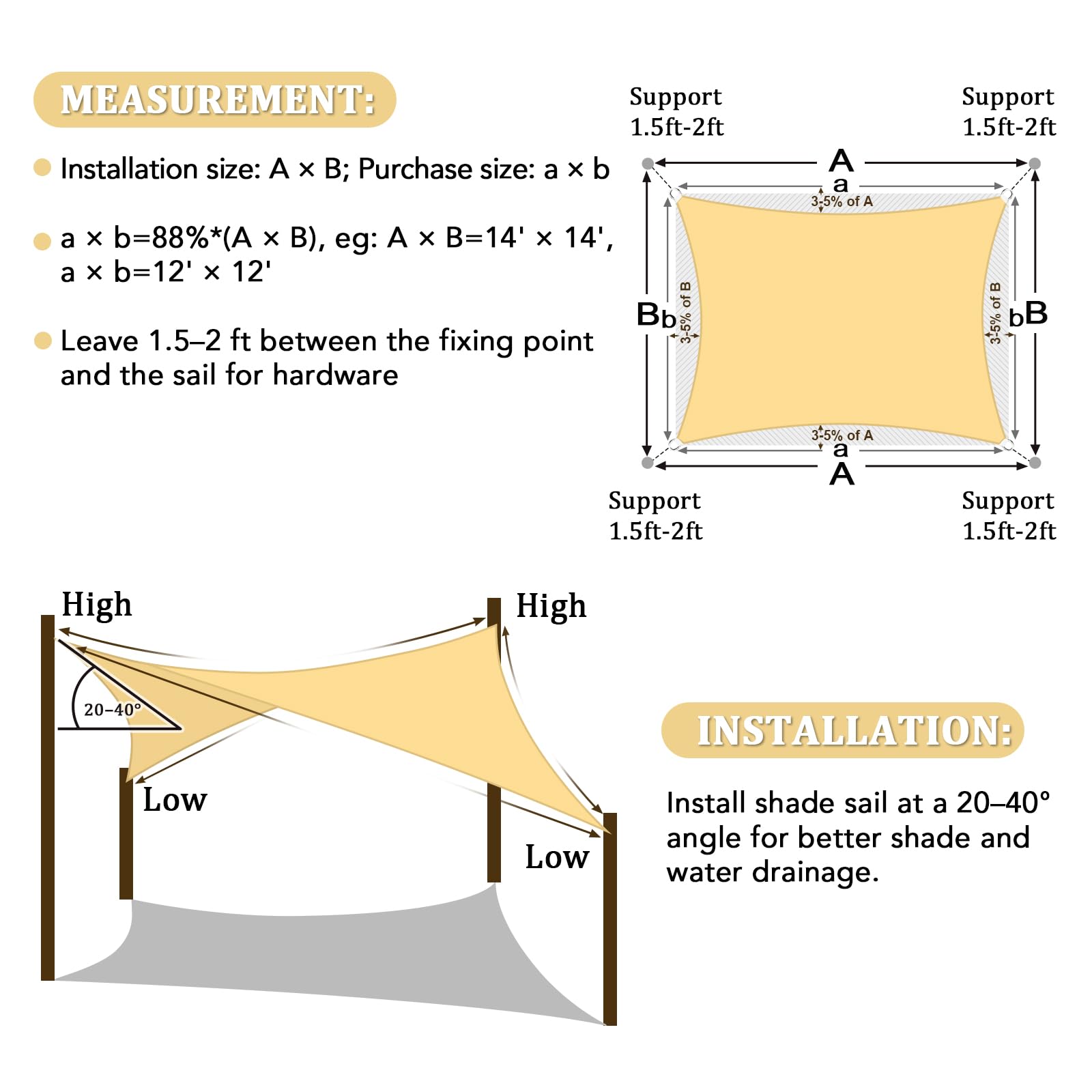 Shade&Beyond versatile shade sail for patios, gardens, pools and more