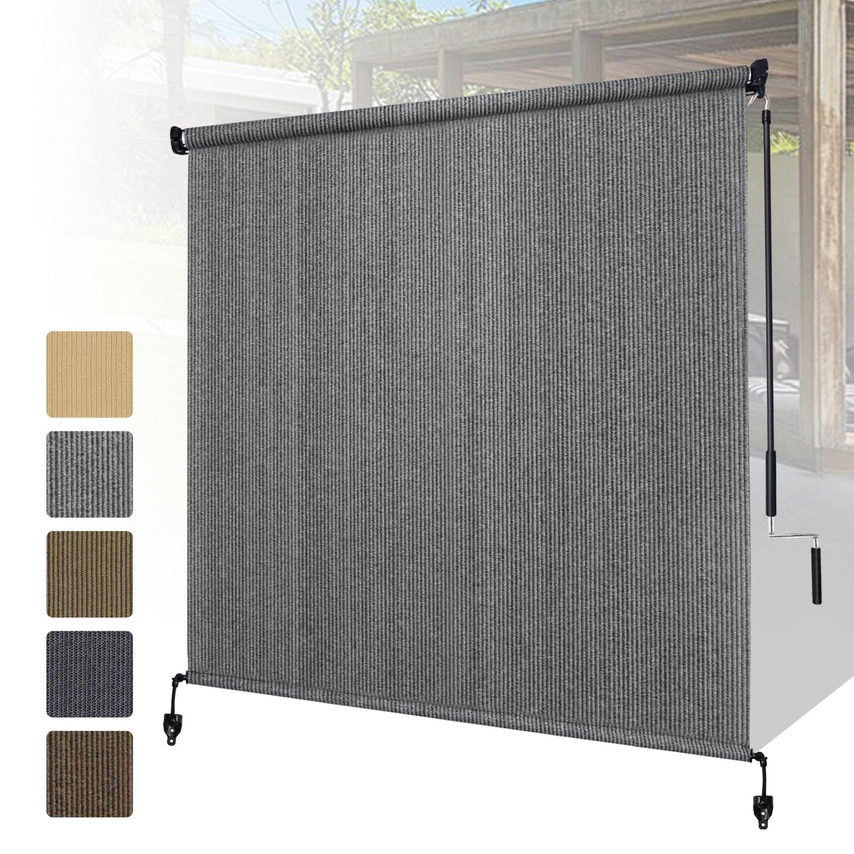 Shade&Beyond outdoor roller shades with splicing design offer privacy and sun control.