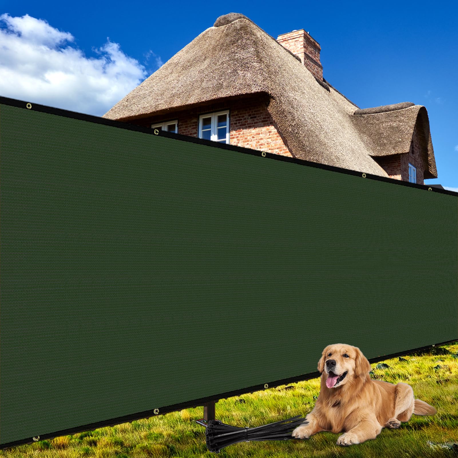 Shade&Beyond privacy screen close-up of brass grommets for secure installation.