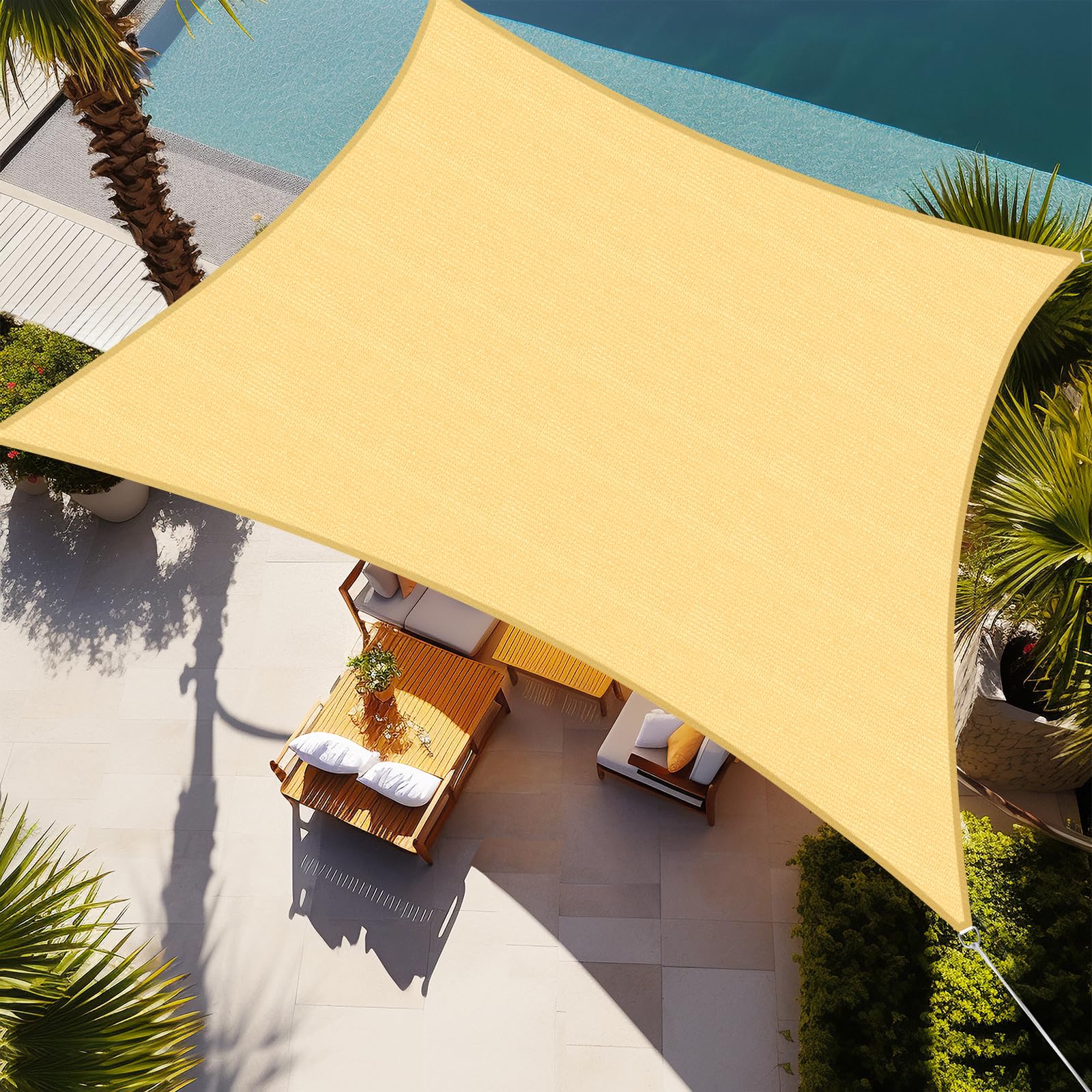 Shade&Beyond rectangle sun shade sail 12x16 in sand, stylish outdoor shade.