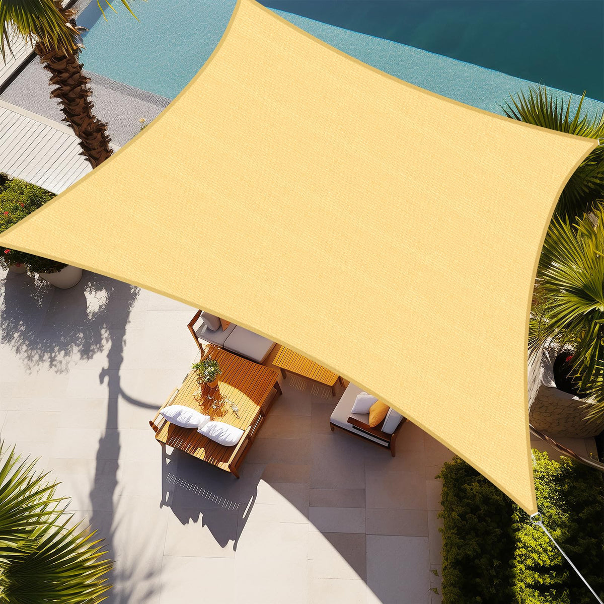 Shade&Beyond rectangle sun shade sail 12x16 in sand, stylish outdoor shade.