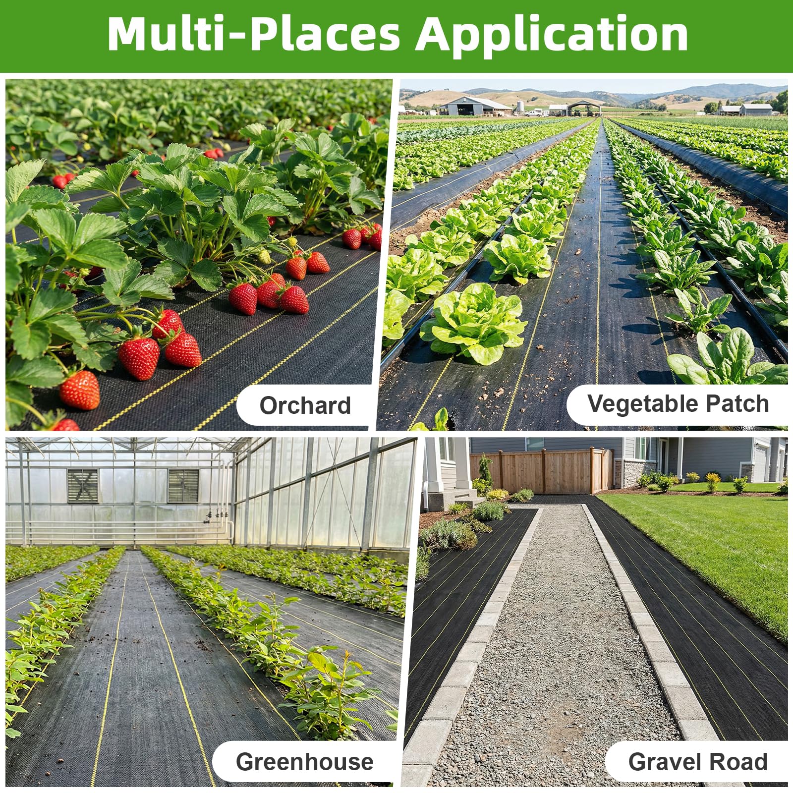 Shade&Beyond tear-resistant weed fabric guards against mower wear and fraying.