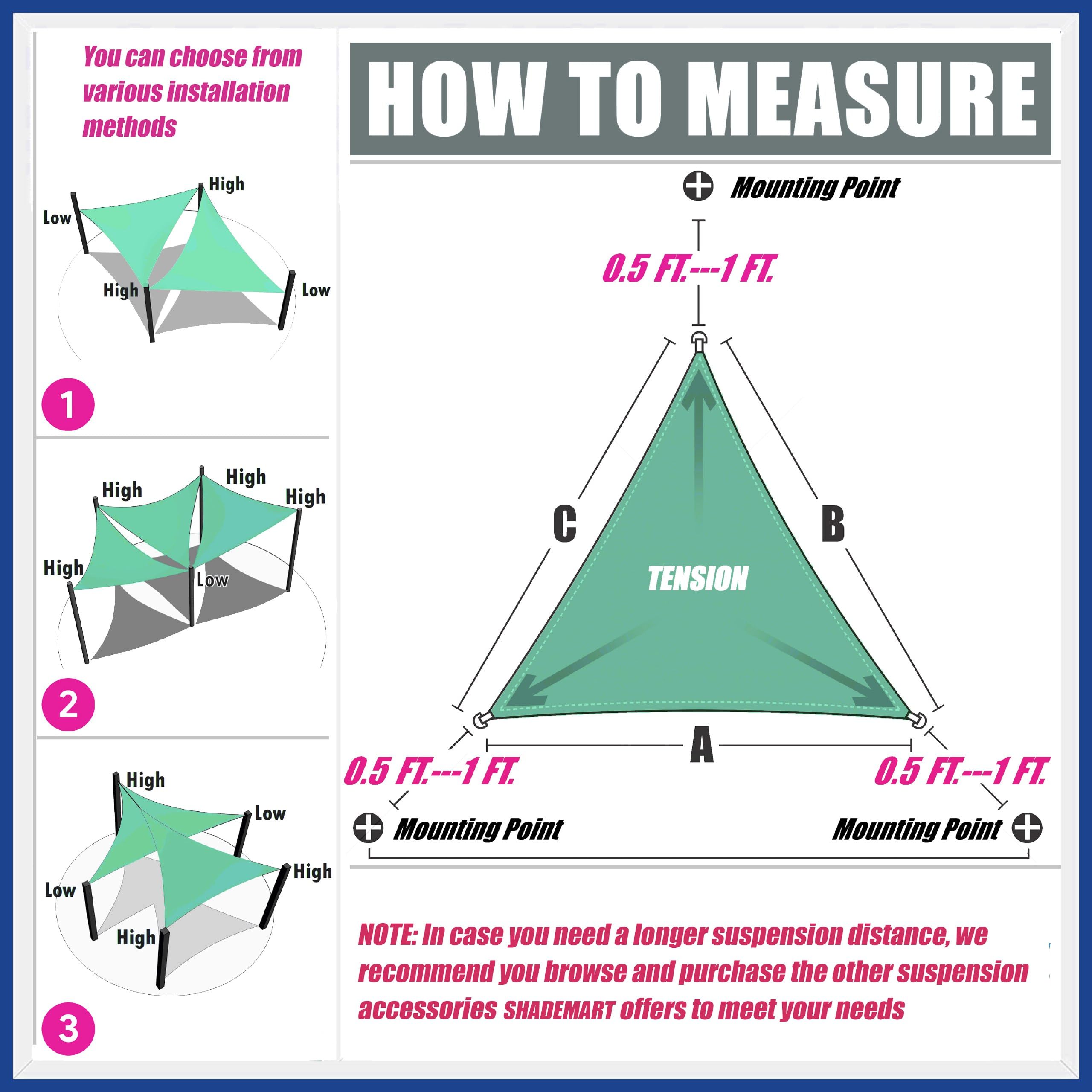 ShadeMart shade sail shows breathable fabric suitable for sunny or rainy days.
