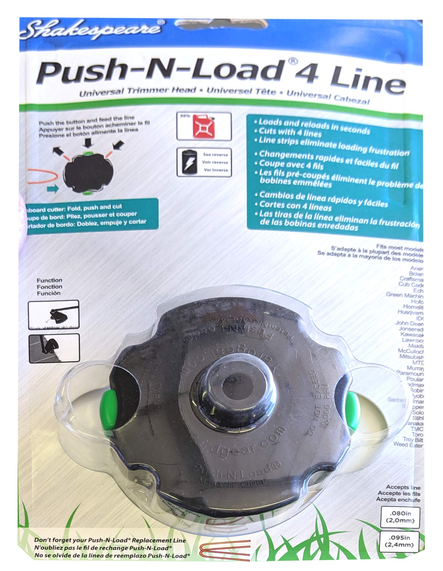 Shakespeare Push-N-Load 4-Line Trimmer Head in hand showing easy load capability