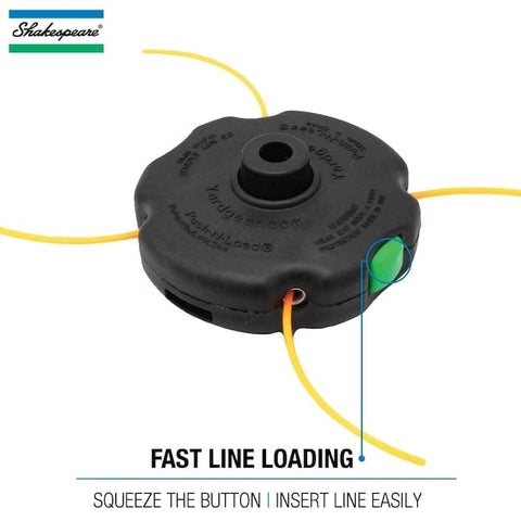 Shakespeare Push-N-Load head mounted on trimmer bar for simple maintenance