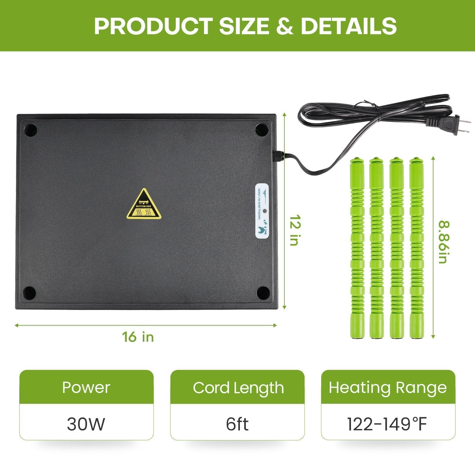 Shaledig warmth for up to 40 chicks ensures comfortable living space.