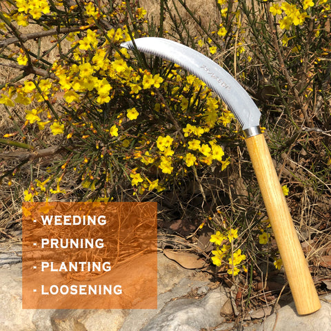 SHANFEEK sawtooth hoe handle showcases ergonomic comfort during garden tasks
