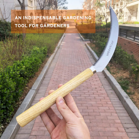 SHANFEEK solid wood handle provides a secure grip while weeding