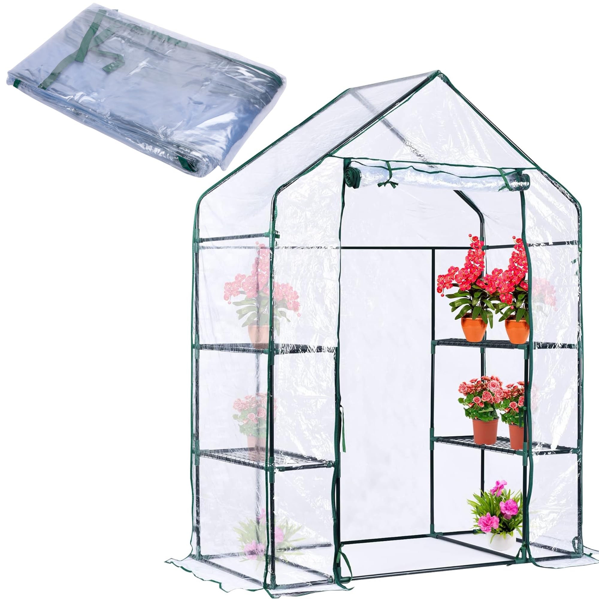 SHANGXING walk-in greenhouse cover 28x56x76 inches for clear plant monitoring.