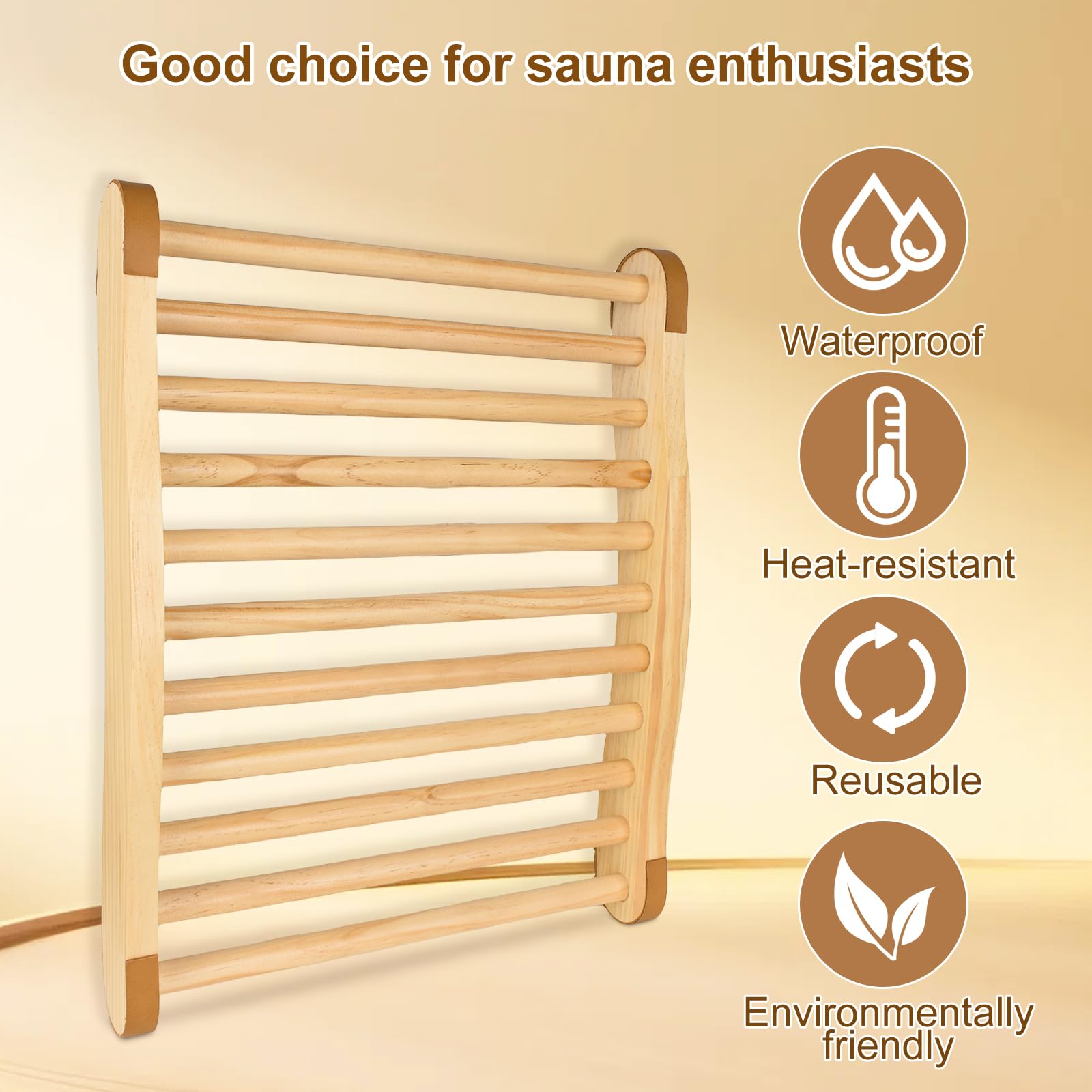 Shanshanshop ergonomic S-shaped backrest provides lasting comfort in your sauna.