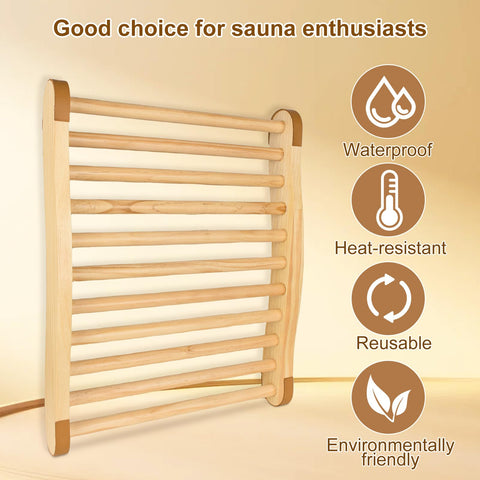 Shanshanshop ergonomic S-shaped backrest provides lasting comfort in your sauna.