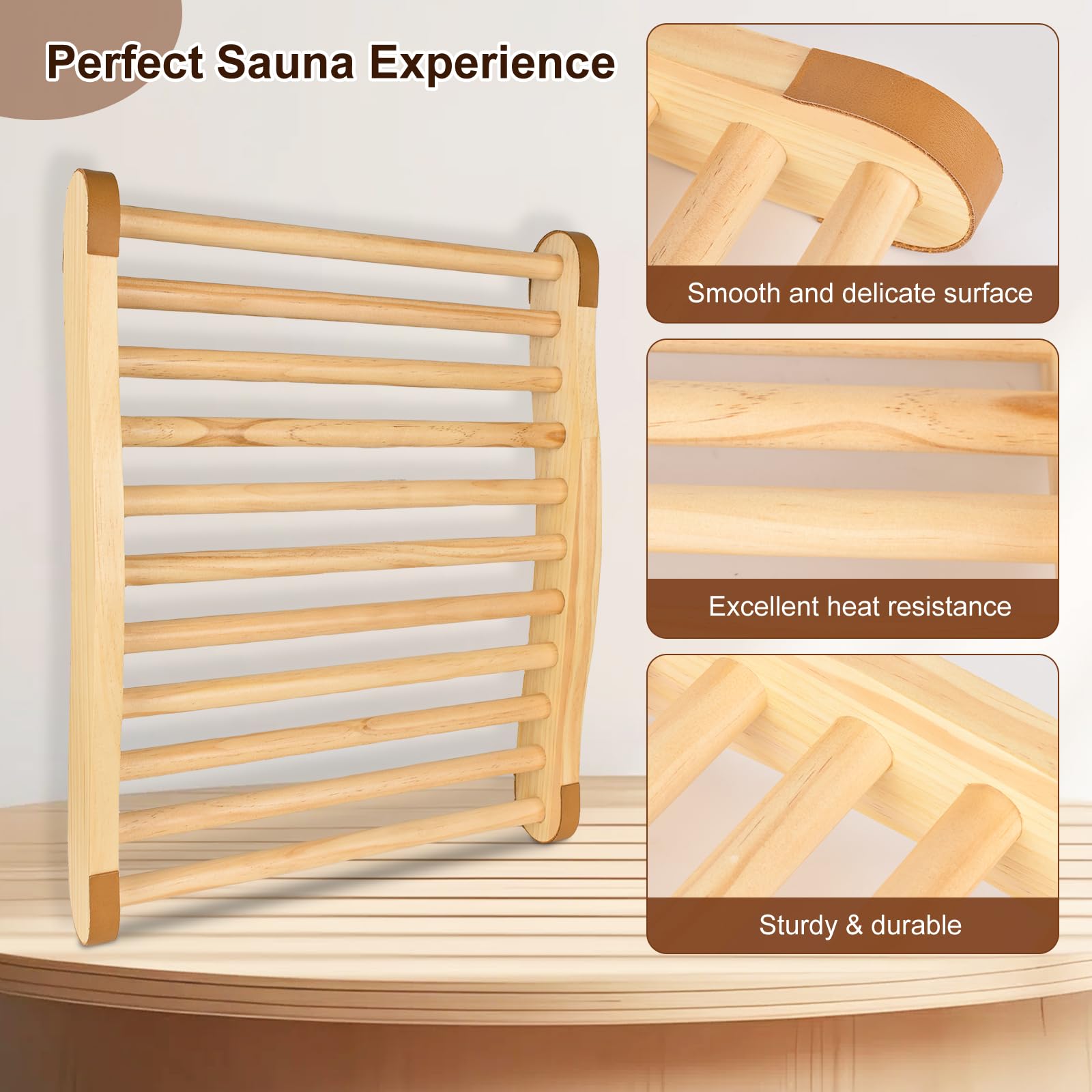 Shanshanshop backrest fits traditional and bucket-style saunas for versatile use.