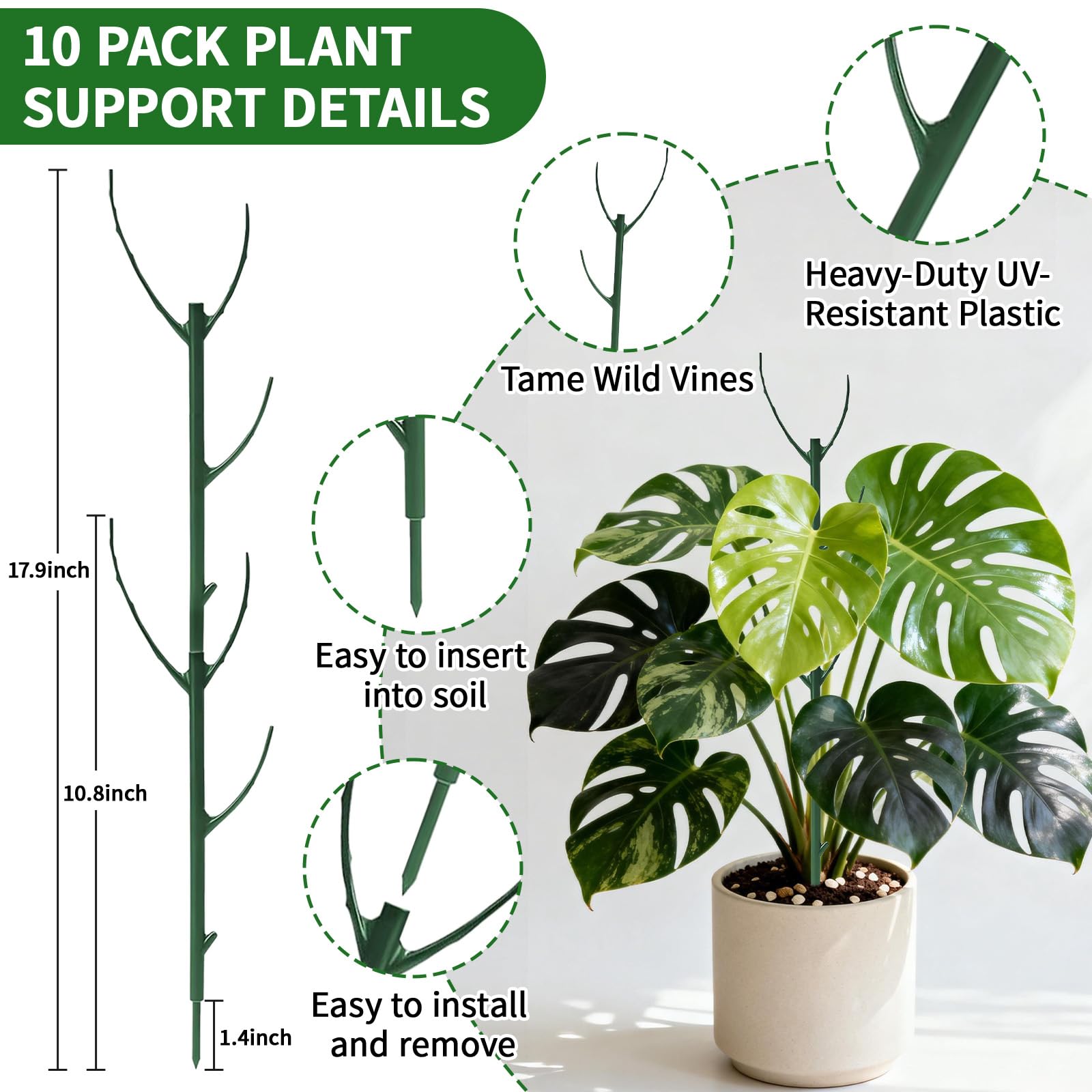 SHAOKAOLU plant stake with garden wire blends with foliage while supporting growth