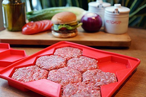 Shape+Store Burger Master easily-release patties slide onto the grill.