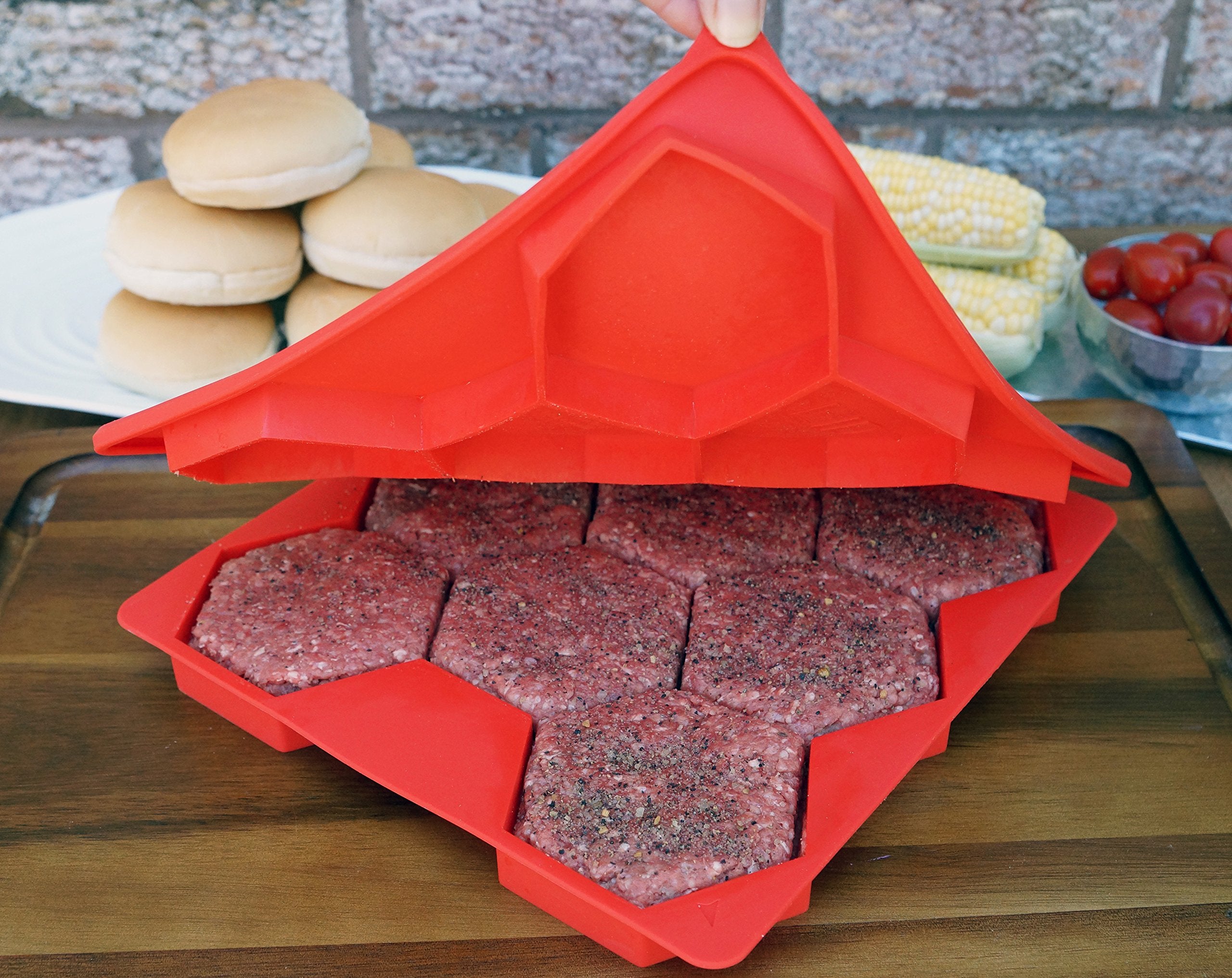 Shape+Store Burger Master freezer-patty container keeps patties organized and ready.