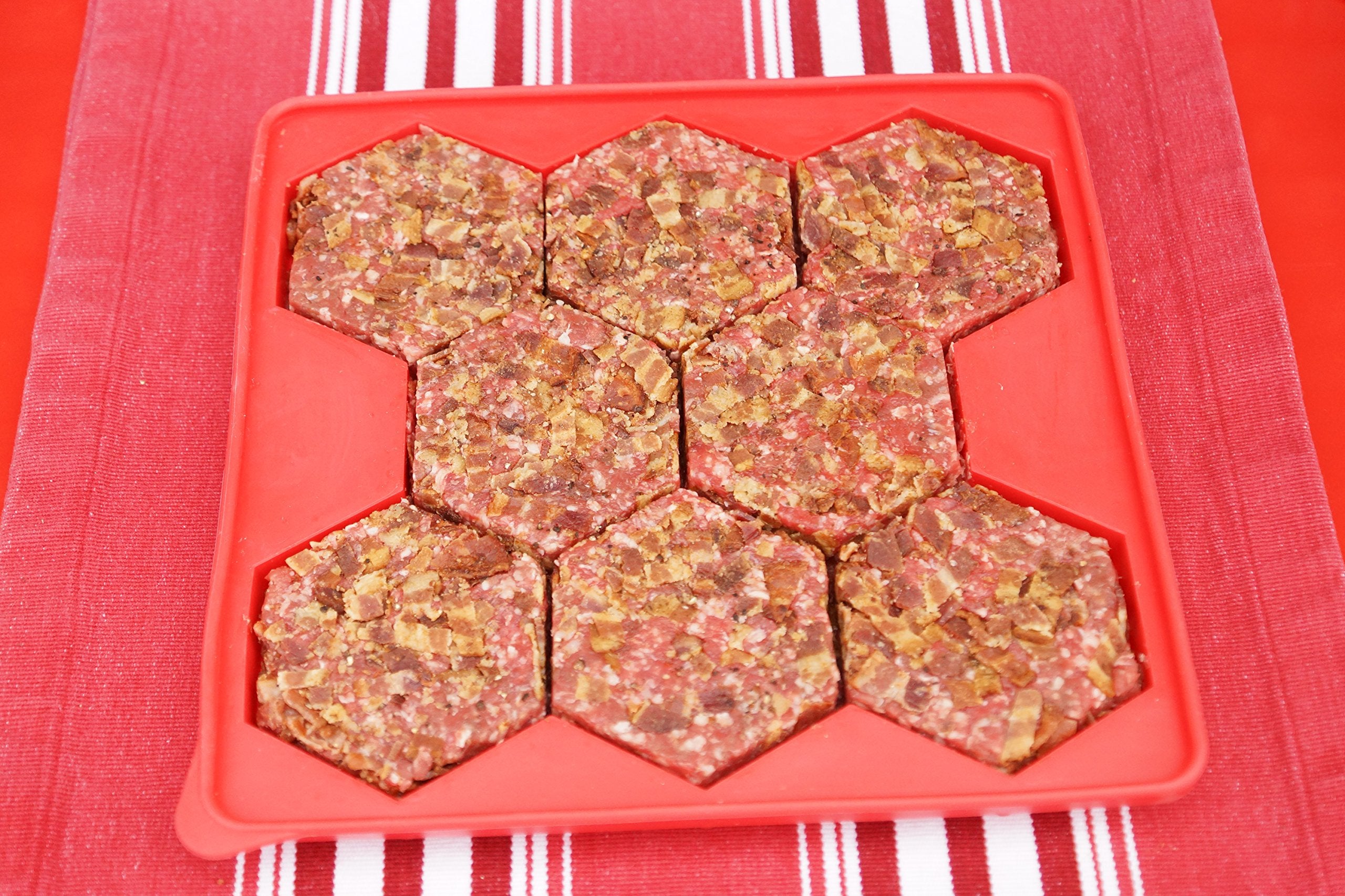 Shape+Store Burger Master stackable-freezer storage saves freezer space.