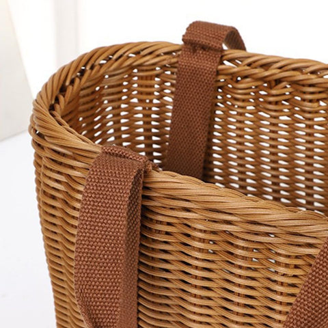 Shapeazy Wicker Basket large capacity displayed for shopping or picnics and gatherings.