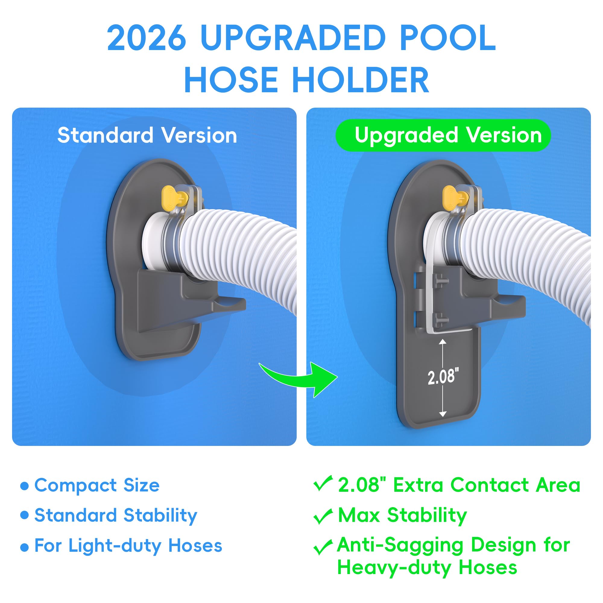 SHAPON hose holder back-panel detail prevents sagging hoses on pool walls
