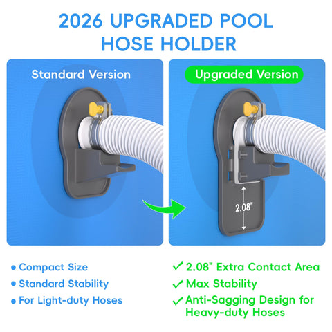 SHAPON hose holder back-panel detail prevents sagging hoses on pool walls