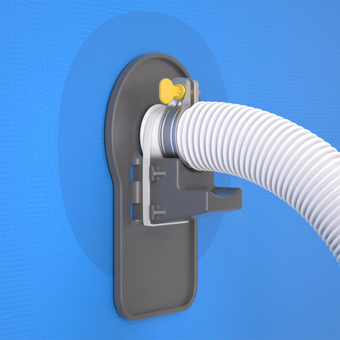 SHAPON Upgrade 2 Pack Hose Holders securing pool hoses along the wall