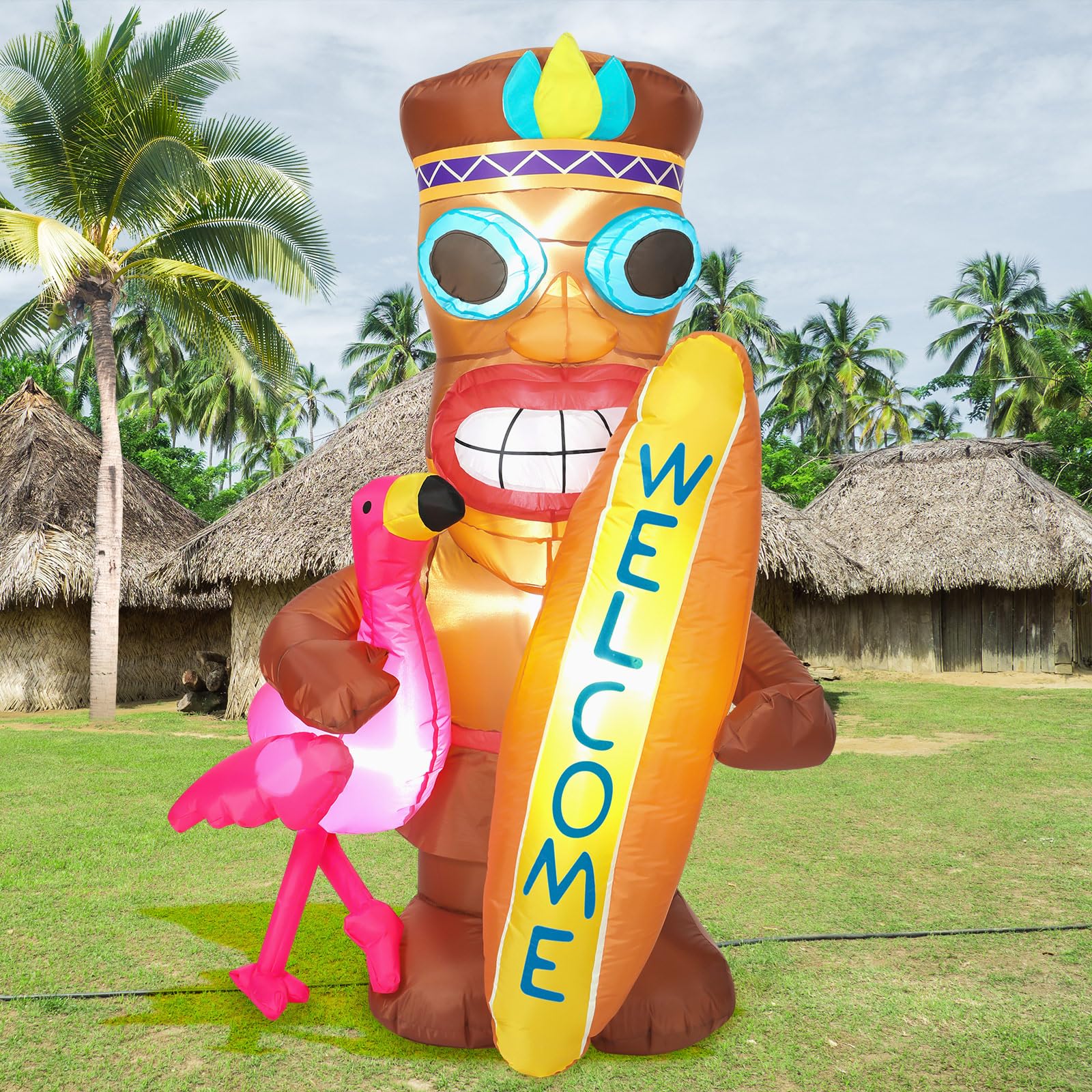 Shappy 5 ft tiki flamingo surfboard inflatable adds tropical vibe to yard parties