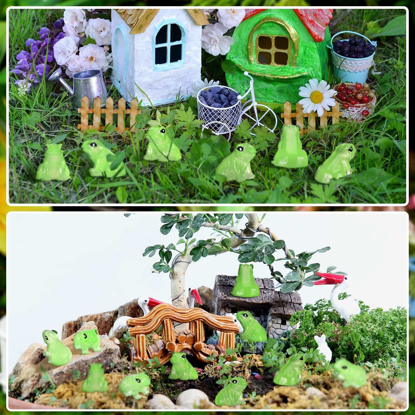 Shappy 70-piece frog set brightens dollhouses with vivid detail.