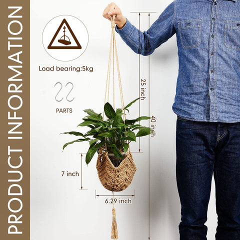 Shappy plant hanger fits 3-12 inch pots with rustic charm.