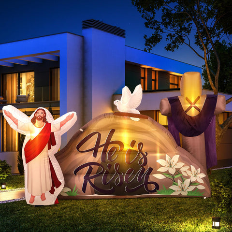 Shappy Easter cross inflatable front view for vibrant yard display