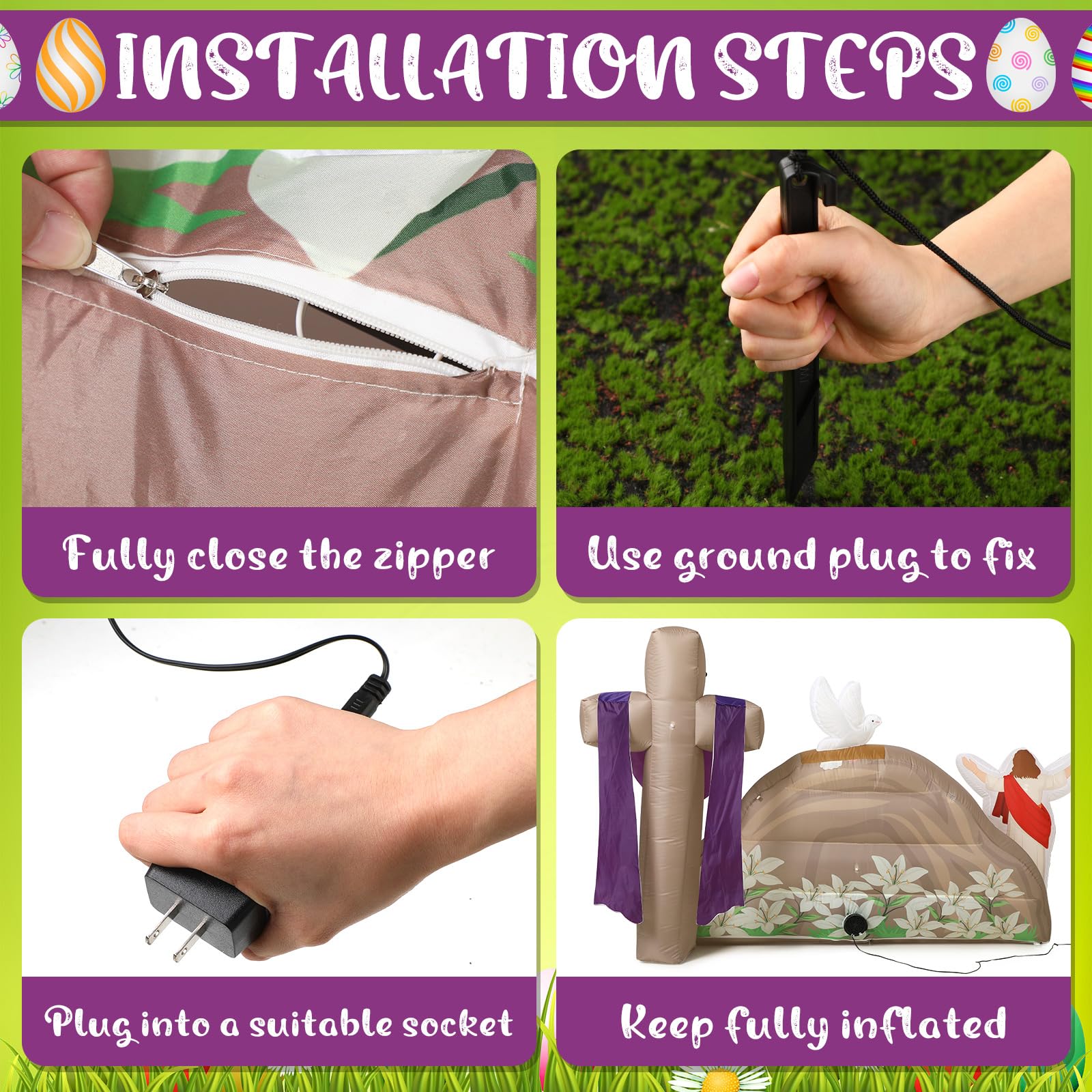 Shappy inflatable includes ground stakes for secure installation