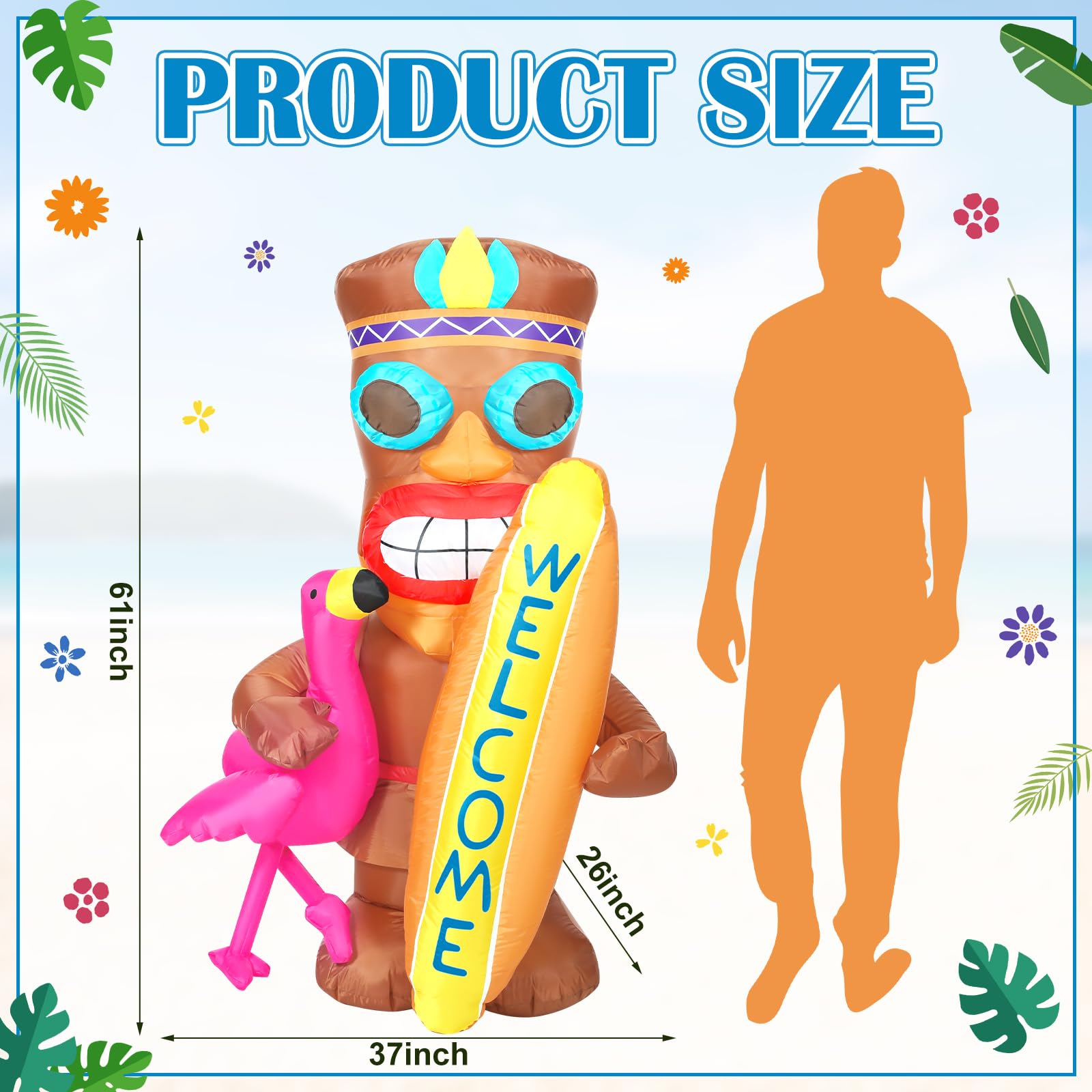 Shappy easy-inflate luau decor with blower and stakes for quick setup