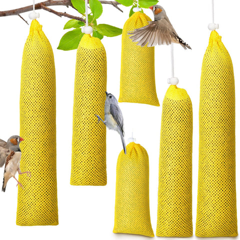 Shappy Finch Sock Feeder in yellow, large size, easy outdoor finch feeding.