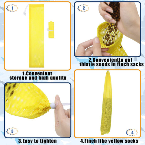 Shappy Finch Sock Feeder in yellow, small size for compact spaces and balconies.