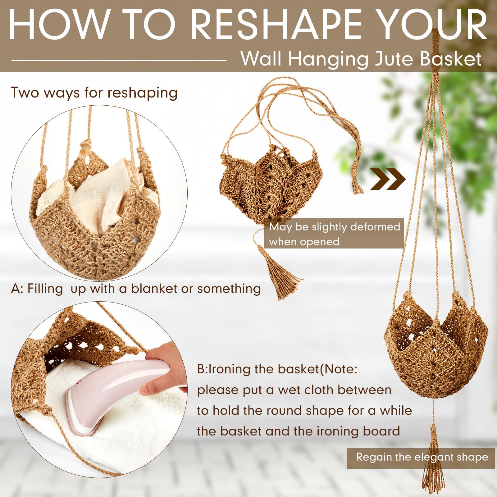 Includes S-shaped hooks for quick outdoor or indoor hanging.