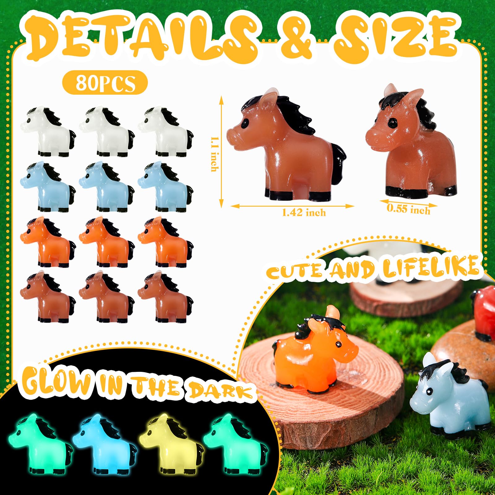 Shappy glow-in-the-dark horse figures add magical night-time charm