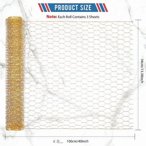 Shappy gold hexagonal mesh 0.63x1 inch ideal for DIY frames