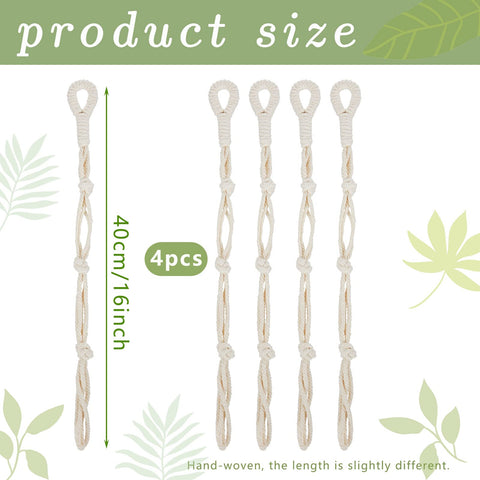Shappy macrame hanger extended length shows adjustable plant support.