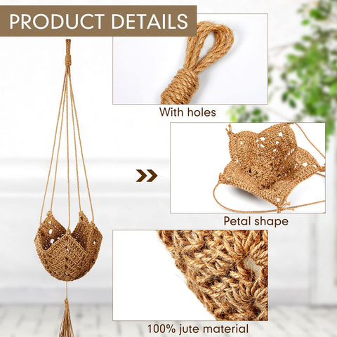 Shappy macrame plant holder with S hooks for easy installation.