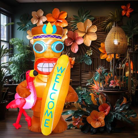 Shappy outdoor lawn ornament creates a versatile tropical centerpiece