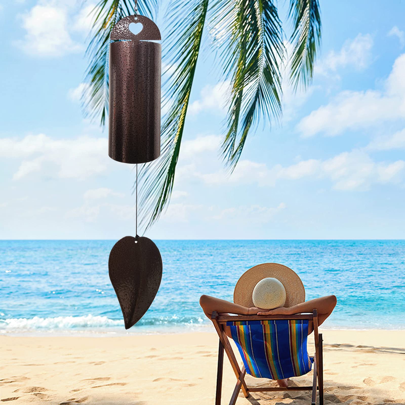 Sharita copper wind bell 28-inch height provides peaceful outdoor sound