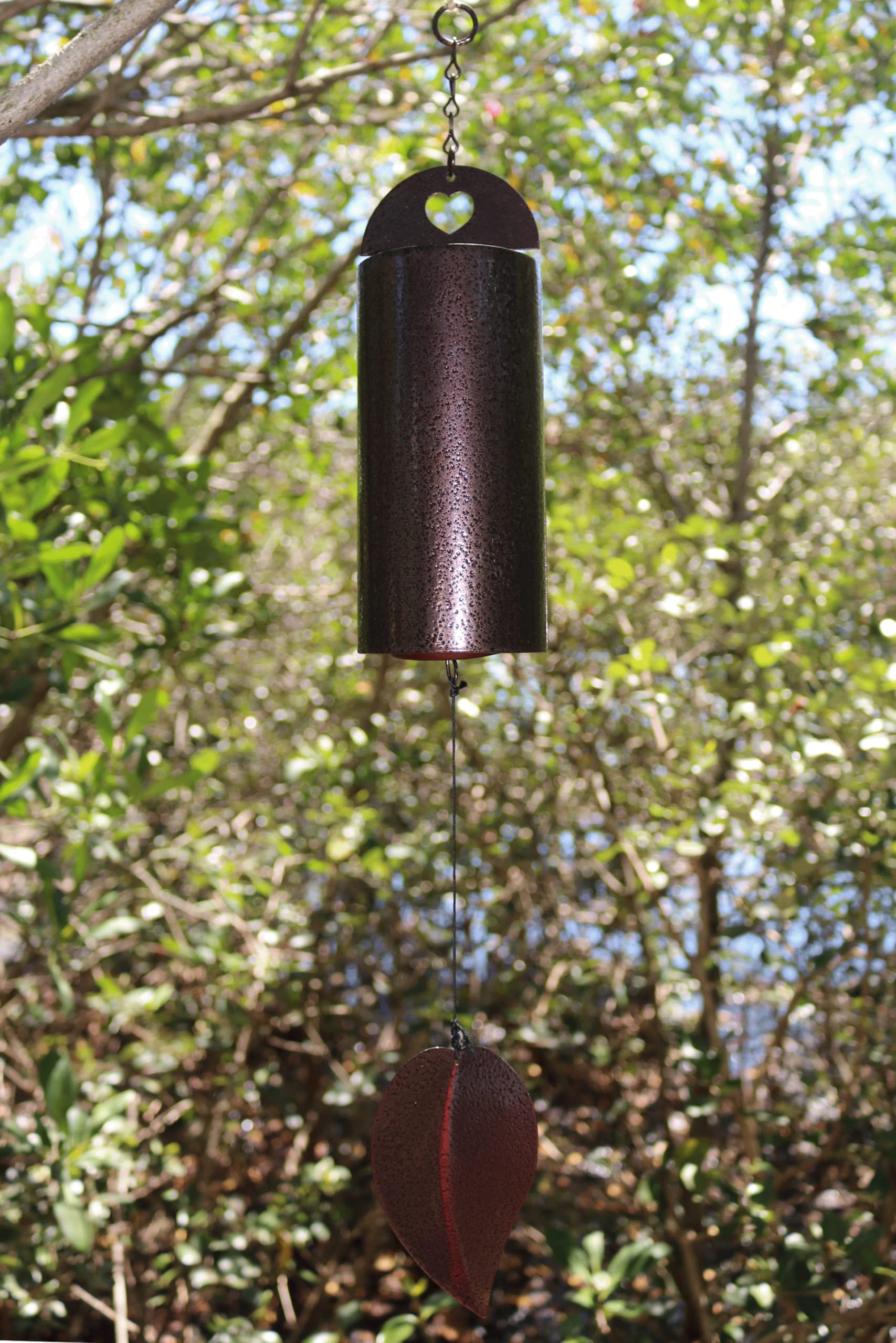 Sharita window or eave display wind chime enhances patio ambiance